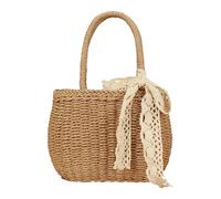 Sac fourre-tout à paille tissé - Embrayage de plage d'été léger avec accent d'arc | Grand sac à bandoulière réutilisable pour les femmes, la famille ou les amis | Idéal pour les voyages, les vacances,