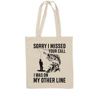 Sac fourre-tout amusant en coton naturel avec inscription « Sorry I Missed Your Call I was On My Other Line » Blanc