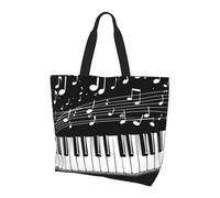 Sac fourre-tout avec clavier de piano pour femme - Sac à main à bandoulière - Motif notes de musique - Grand sac à main résistant à l'eau avec poche intérieure pour le travail, les voyages, l'école