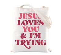 Sac fourre-tout avec foi chrétienne Jésus - Cadeau d'humour - Cadeau de la Bible - Cadeau religieux pour femme, Jésus aime, medium