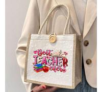 Sac fourre-tout avec impression de lettres "Meilleur professeur", convient comme cadeau pour la Fête des mères, l'Action de grâce, la Journée de la femme et la Fête des déesses, adapté à un usage quot