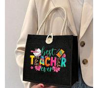 Sac fourre-tout avec impression de lettres "Meilleur professeur" - Convient pour les cadeaux de la Fête des mères, de l'Action de grâce, de la Journée de la femme et de la Fête des déesses. Convient p