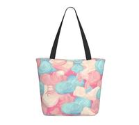 Sac Fourre-Tout Barbe À Papa Sac Cabas Réutilisable Lavables Sacs En Toile Épaule, Pour Burea, Filles, Shopping, 50x40cm