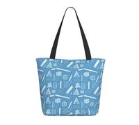 Sac fourre-tout bleu avec imprimé mathématiques pour femme, grand sac fourre-tout à bandoulière avec fermeture éclair, sacs à main pour le travail et les voyages