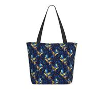 Sac fourre-tout bleu et doré imprimé phénix pour femme, grand sac fourre-tout à bandoulière avec fermeture éclair, sacs à main pour le travail et les voyages