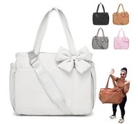 Sac Fourre-Tout Bow Léger Moelleux Rose Matelassé Pour Femme Sac À Main De Travail Bandoulière(blanc)