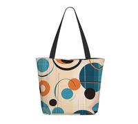 Sac Fourre-Tout Cercles Du Milieu Du Siècle Sac De Shopping Lavables Personnaliser Sacs En Toile, Pour Femmes, Voyage, Tous Les Jours, 50x40cm