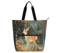 Sac fourre-tout chic Sika Deer pour enfants, étudiants, adultes, résistant à l'eau, sac de courses avec fermeture éclair pour l'école, le shopping, les courses, l'arc-en-ciel