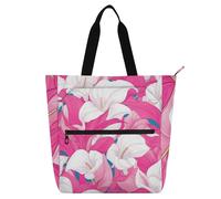 Sac fourre-tout chic vintage Calla Lily rose vif et blanc pour enfants, garçons et filles, style gothique, imperméable, réutilisable, avec fermeture éclair, pour l'école, le shopping, la plage