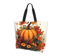 Sac fourre-tout citrouille sorcière pour femme, sac à main à bandoulière motif feuilles d'érable d'automne résistant à l'eau, grand sac à main avec poche intérieure pour le travail, les voyages
