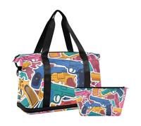 Sac fourre-tout coloré pour armes de dessin animé avec poche nasale, sangle réglable, sac de voyage, multifonctionnel, pour hommes et femmes