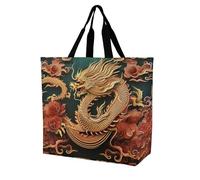 Sac Fourre-Tout Contexte Chinois Du Dragon Sac À Bandoulière En Toile Personnaliser De Grande Capacité Sacs En Toile Pour Femmes, Pour Shopping, Filles, École, 50x40cm