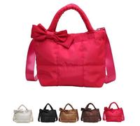 Sac fourre-tout Crush Bow for femme, nouveau sac fourre-tout matelassé bouffant, idéal for les déplacements quotidiens, le shopping et les voyages.(Rose Red)