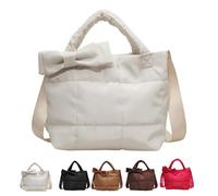 Sac fourre-tout Crush Bow for femme, nouveau sac fourre-tout matelassé bouffant, idéal for les déplacements quotidiens, le shopping et les voyages.(White)