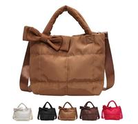 Sac fourre-tout Crush Bow for femme, nouveau sac fourre-tout matelassé bouffant, idéal for les déplacements quotidiens, le shopping et les voyages.(Brown)