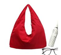 Sac Fourre-tout De Couleur Unie - Nylon Léger | Conception Drapée Texturée, Sac À Main D'épaule De Grande Capacité 50x21x29 Cm, À Main Décontracté De Style Japonais Pour Les Femmes Voyageant Au Travai