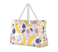 Sac fourre-tout de grande capacité pour femme avec fermeture éclair et porte-gobelets sur le côté Violet/jaune