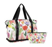 Sac fourre-tout de grande capacité pour homme et femme avec poche humide et sangle réglable Motif fleurs d'Afghanistan