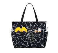 Sac fourre-tout de plage grand format pour femme, motif toile d'araignée en spirale, avec fermeture éclair et poche imperméable. Léger et pliable, il est idéal pour la salle de sport, les ges, les co