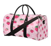 Sac fourre-tout de sport mignon à pois et fraises pour homme et femme, résistant à l'eau, sac de voyage pliable, sac de voyage léger pour entraînement à l'hôpital