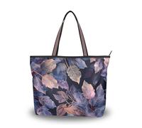Sac fourre-tout de travail élégant en tissu de soie avec fermeture éclair pour femme pour bal, fiançailles, cocktail, fête, mariage (feuilles) L