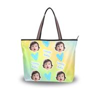 Sac fourre-tout de travail zippé en tissu de soie à la mode Image personnalisée sur les sacs à main hobo pour femmes (senario) Taille 15,7 x 11,4 Jaune Vert Gradient Art moderne