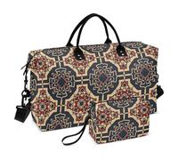 Sac fourre-tout de voyage artistique à motif géométrique coloré avec trousse de toilette pour voyage en avion 2 pièces ensemble bolso de mano para viajar en avion