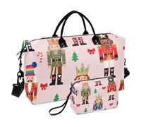 Sac fourre-tout de voyage avec articles de toilette pour randonnée, pliable, motif dessin animé, casse-noisette, soldats rose