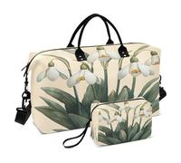 Sac fourre-tout de voyage avec feuilles vertes - Sac de voyage avec trousse de toilette pour avion, voyage, gym, yoga, Perce-neige avec feuilles vertes, Taille unique, Mode