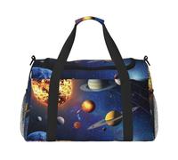 Sac fourre-tout de voyage avec impression de constellation de pizzas, 50 x 33 x 26 cm, pliable avec sangle d'épaule et double poignées pour les voyages de w nd, la gym, les voyages d'affaires et