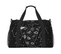 Sac fourre-tout de voyage avec impression de constellation de pizzas, 50 x 33 x 26 cm, pliable avec sangle d'épaule et double poignées pour les voyages de week-end, la gym, les voyages d'affaires et