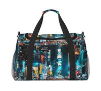 Sac fourre-tout de voyage avec impression de constellation de pizzas, 50 x 33 x 26 cm, pliable avec sangle d'épaule et double poignées pour les voyages de w nd, la gym, les voyages d'affaires et