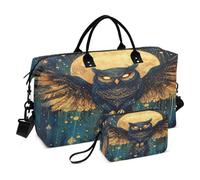 Sac fourre-tout de voyage avec motif hibou et trousse de toilette pour voyage en avion, gym, yoga