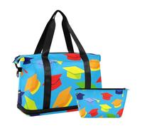Sac fourre-tout de voyage avec sangle réglable pour le sport, Chapeau de mortier de couleur dessin animé, 1 size