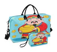 Sac fourre-tout de voyage avec sangle réglable pour l'entraînement, imperméable, dieu chinois, richesse, bleu