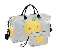 Sac fourre-tout de voyage avec sangle réglable pour trekking, imperméable, style kawaii, gris fruit