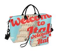 Sac fourre-tout de voyage avec sangle réglable pour voyage, grande capacité, bienvenue en Italie, paysages culturels