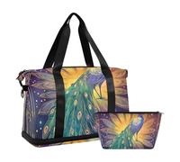 Sac fourre-tout de voyage bohème Tarro Astrology Green Peacocks Grand sac à main avec sangle réglable pour trekking, grande capacité, paons verts de l'astrologie bohème, 1 taille, Astrologie Tarro
