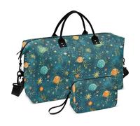 Sac fourre-tout de voyage décoratif avec motif planètes vertes avec trousse de toilette pour voyages d'affaires pliable