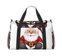 Sac fourre-tout de voyage en sergé durable de grande capacité pour les voyages de week-end, le sport et les activités de plein air (Père Noël), Noir , Taille unique