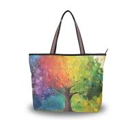 Sac fourre-tout de voyage en tissu de soie à fermeture éclair pour femme pour bal, fiançailles, cocktail, mariage, (vert arbre arc-en-ciel, taille L)