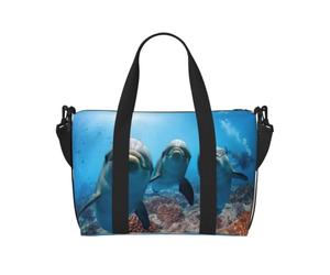 Sac fourre-tout de voyage imperméable avec motif dauphin qui vous regarde, sac de voyage pour la salle de sport pendant la nuit