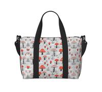 Sac fourre-tout de voyage imperméable imprimé champignons de dessin animé, sac de voyage pour la salle de sport pendant la nuit