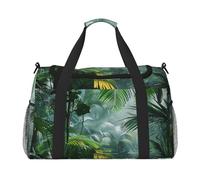Sac fourre-tout de voyage imprimé avion 50 x 33 x 26 cm pliable avec bandoulière et deux poignées pour les voyages de week-end, gym, voyage d'affaires et cabine à l'aéroport, Scène de la jungle
