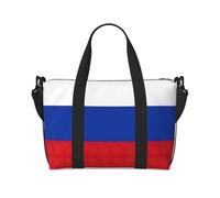 Sac fourre-tout de voyage imprimé drapeau russe, sac de sport, sac de week-end, noir, taille unique, Noir/blanc, One Size