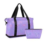 Sac fourre-tout de voyage multifonction avec sangle réglable et nœud rose fluo