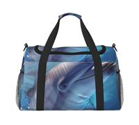 Sac fourre-tout de voyage pliable avec bandoulière et double poignées pour week-end, gym, voyage d'affaires et aéroport 50 x 33 x 26 cm, Winter the Dauphin, Taille unique
