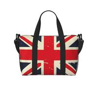 Sac fourre-tout de voyage pliable vintage Union Jack pour femmes avec bandoulière réglable, grande capacité, léger et imperméable, idéal pour les sports de plein air.