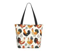 Sac fourre-tout de voyage pour femme - Sac à main tendance et léger avec imprimé familial de coq pour infirmière, plage, grand sac à main fourre-tout avec fermeture éclair