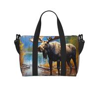 Sac fourre-tout de voyage unisexe avec motif nain de Noël traditionnel, sac de gym résistant à l'eau, grande capacité à bandoulière réglable, Cerf du Nord, Taille unique